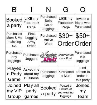 Legging Army by Becky Bingo Card