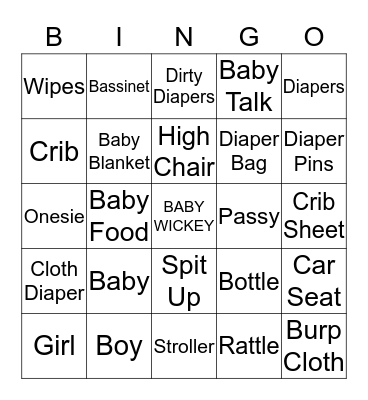 Leanna's Baby Shower Bingo Card