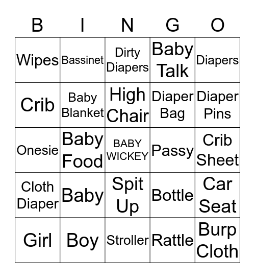 Leanna's Baby Shower Bingo Card