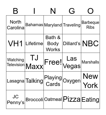 Family & Friends Bingo Card