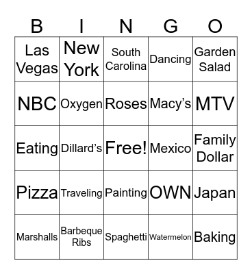 Family & Friends Bingo Card