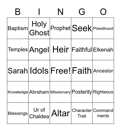 Covenant People Bingo Card