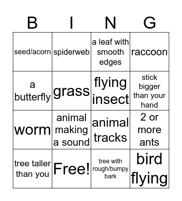 Biodiversity Bingo! Bingo Card