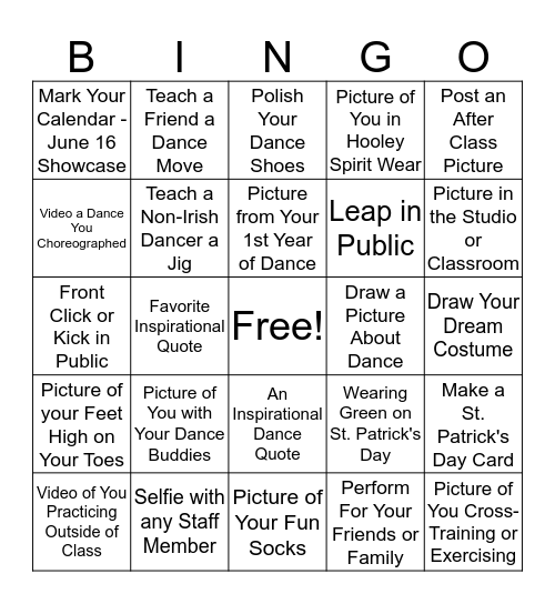 Hooley School's                                March Madness Bingo Card