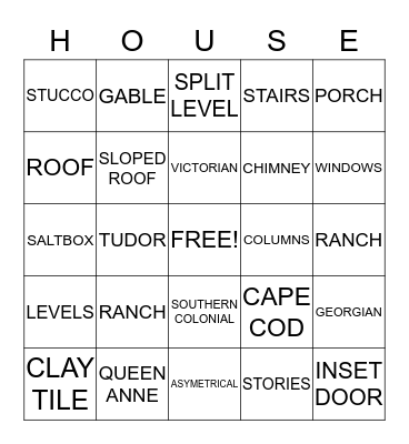 HOUSE Bingo Card
