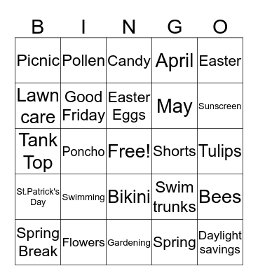 SPRING TIME Bingo Card