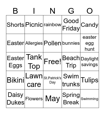 Spring Bingo Card