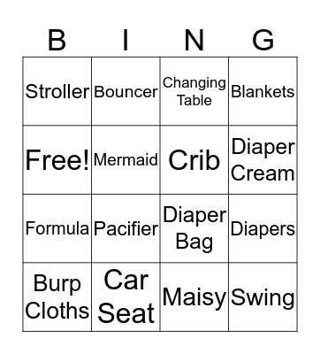 Baby Shower Bingo Card