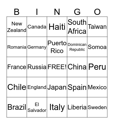Who has been there? Bingo Card