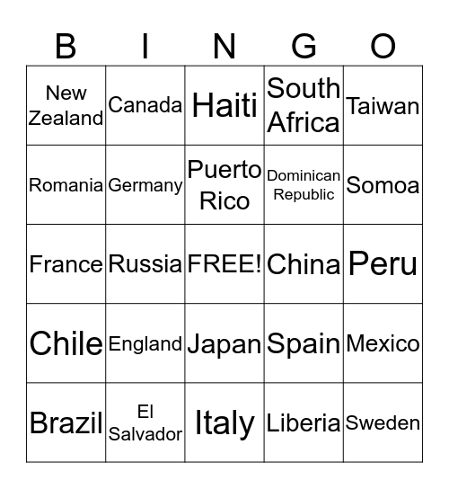 Who has been there? Bingo Card