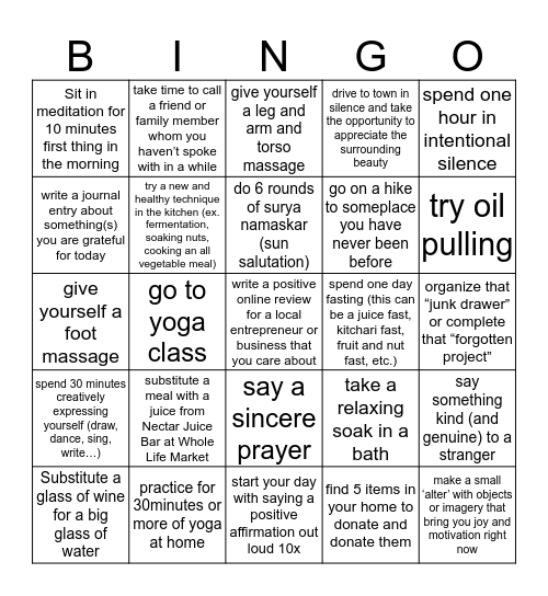 YOGA HIGHLANDS, SPRING EQUINOX BINGO Card