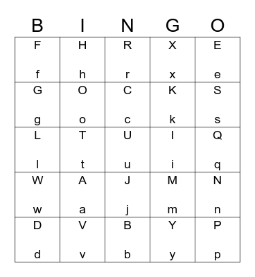 Alphabet Bingo Card