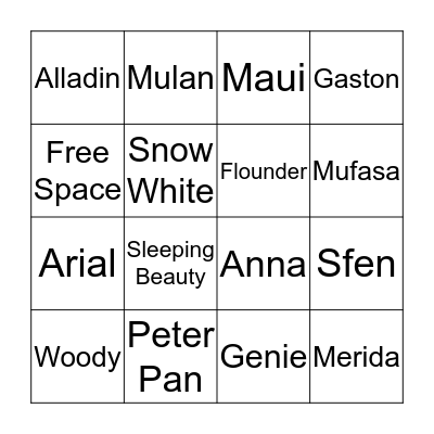 Disney Bingo! Bingo Card