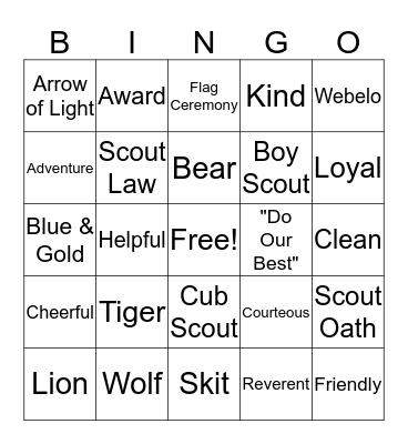 Blue & Gold Bingo Card