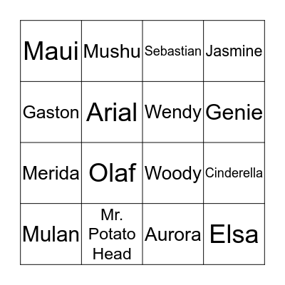 Disney Bingo! Bingo Card