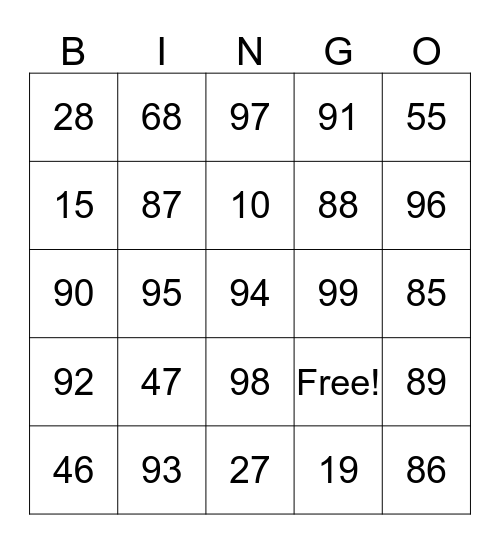 Right Bike  Bingo Card