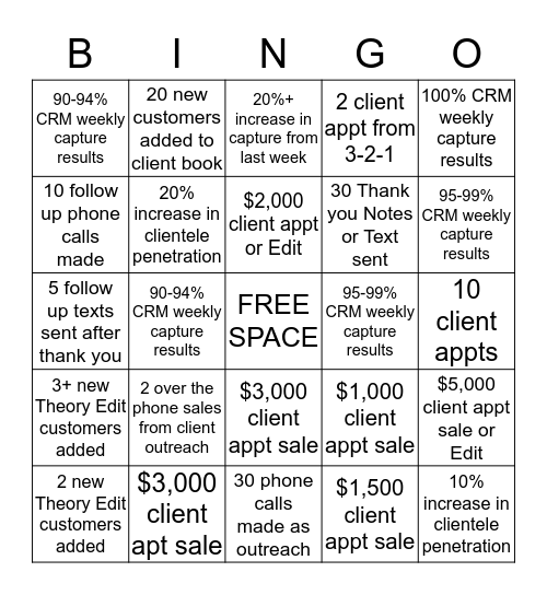 FLATIRON CRM and CLIENTELE BINGO Card