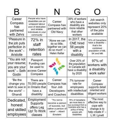 KW Career Compass Bingo Card