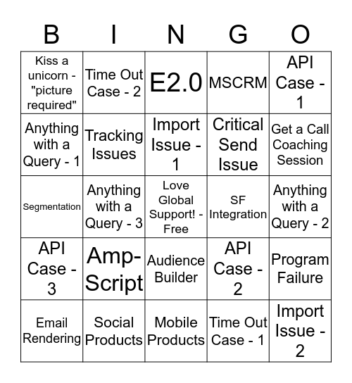 Support Bingo - Advanced Support Bingo Card