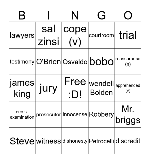 Monster Bingo Card