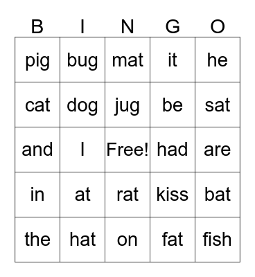 Ahnika's Sight Word Bingo Card