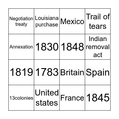 Manifest destiny Bingo Card