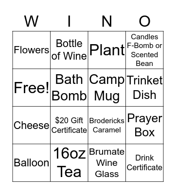 Wild Vines Market - WINO!  Bingo Card