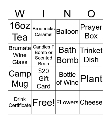 Wild Vines Market - WINO!  Bingo Card