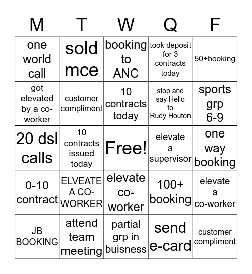 ELEVATION BINGO Card