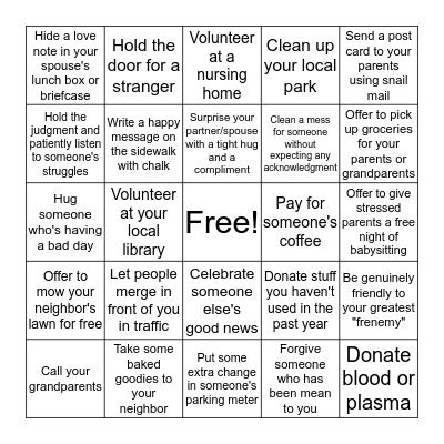 RAK Bingo Card