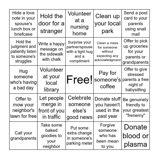 RAK Bingo Card