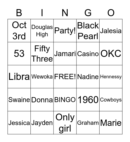 Untitled Bingo Card