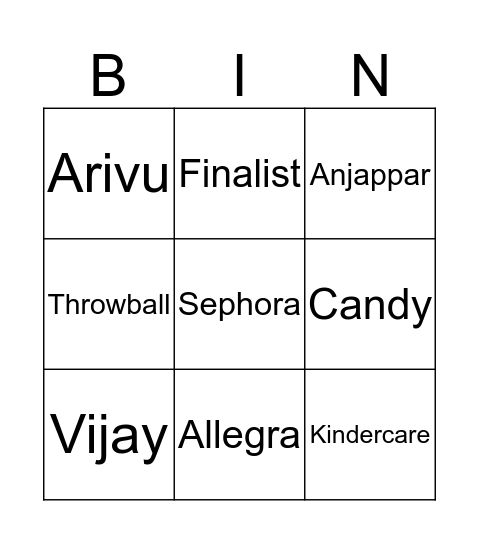Aarthi's 40th Birthday Bash Bingo Card
