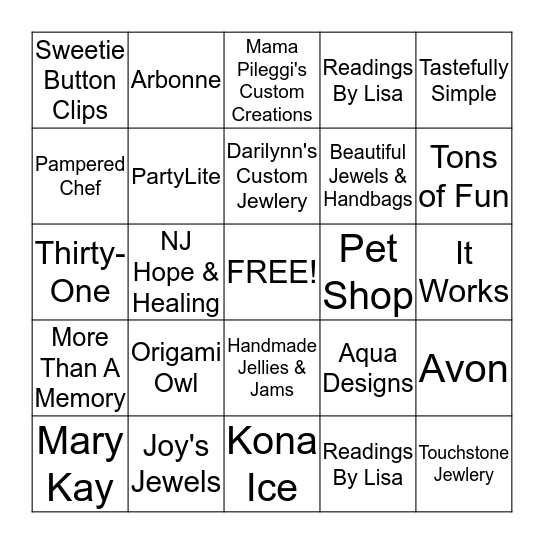 A Trip Through The Vendors Bingo Card