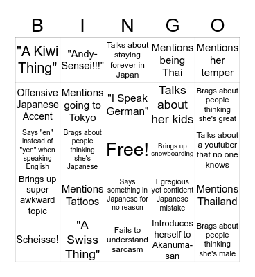 Bingo! Bingo Card