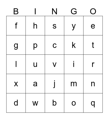 Alphabet bingo Card