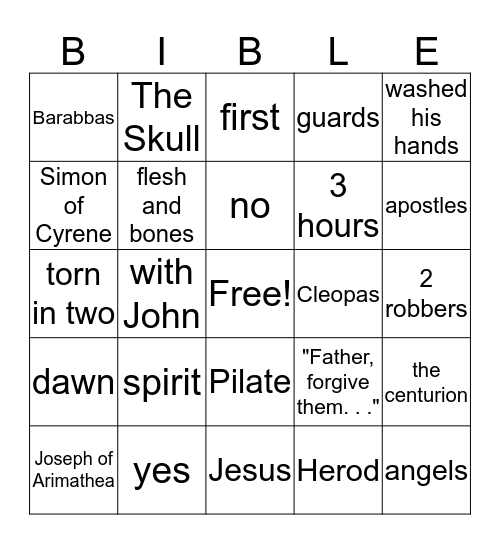 Crucifixion & Resurrection of Jesus Bingo Card