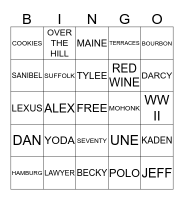DAVID'S BIRTHDAY Bingo Card