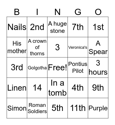 The Stations of the Cross Bingo Card