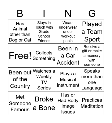 FIND SOMEONE WHO....... Bingo Card