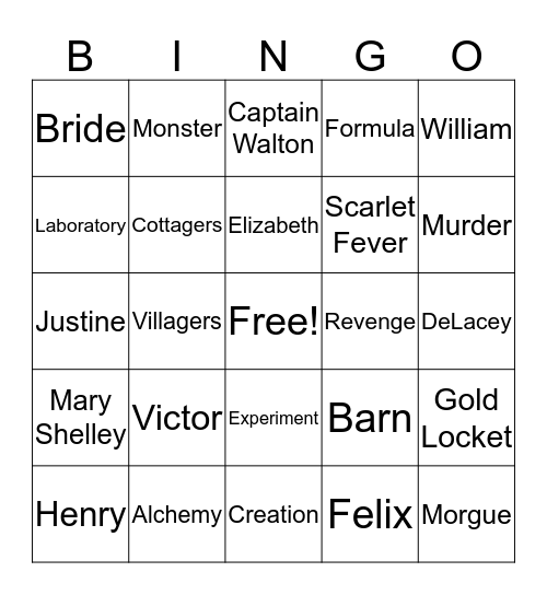 Frankenstein  Bingo Card