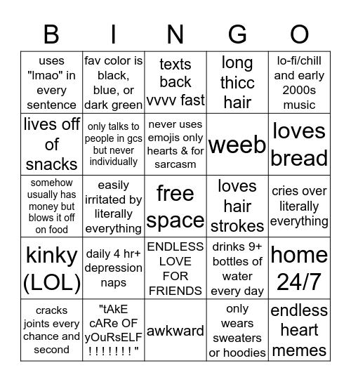 sandy's bingo Card