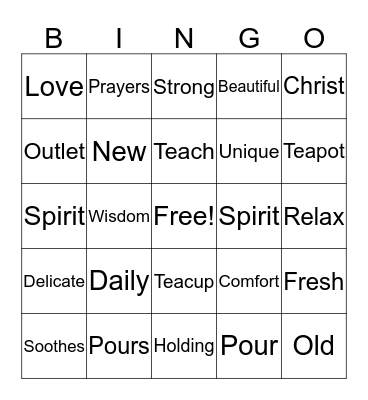 Are You a Tea Cup or a Tea Pot Bingo Card