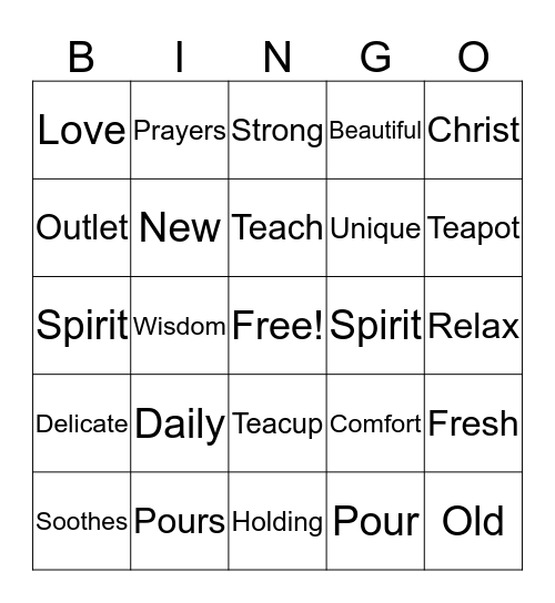 Are You a Tea Cup or a Tea Pot Bingo Card