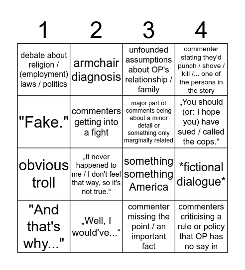 NAR Bingo Card
