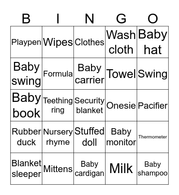 Baby James Bingo Card