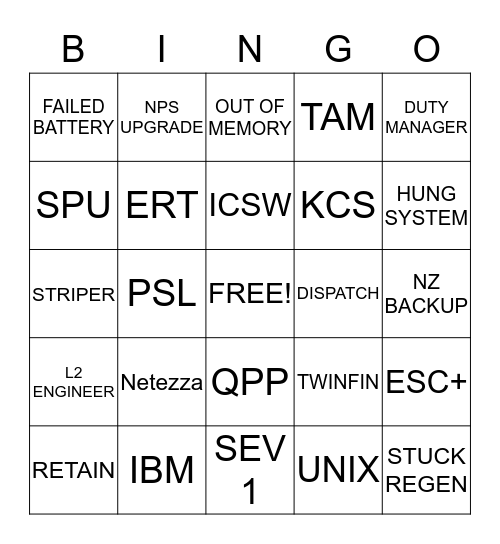 Customer Service Week Netezza Bingo Card