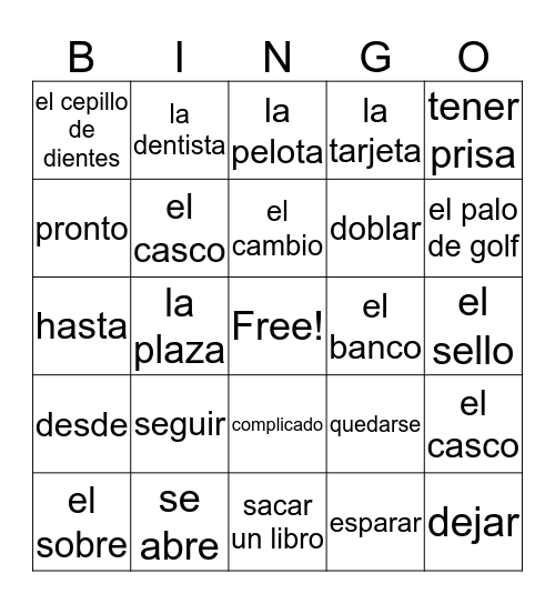 World Language Bingo Card