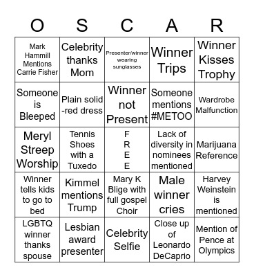 OSCAR CARD ONE Bingo Card