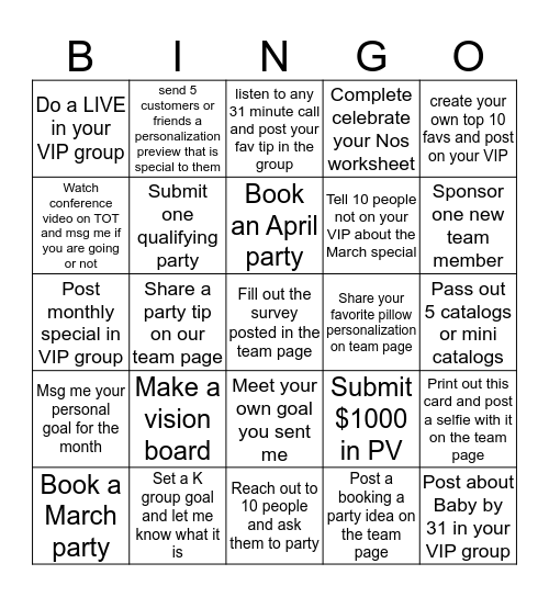 March Challenge! Bingo Card
